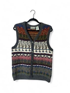 Vintage Northern Reflections Four Seasons Tree Sweater Vest - Size Medium Wool